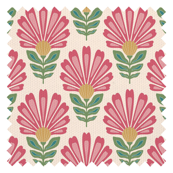 Cut from the same Wood Fabric in Rich Red and Pink on Double Cream