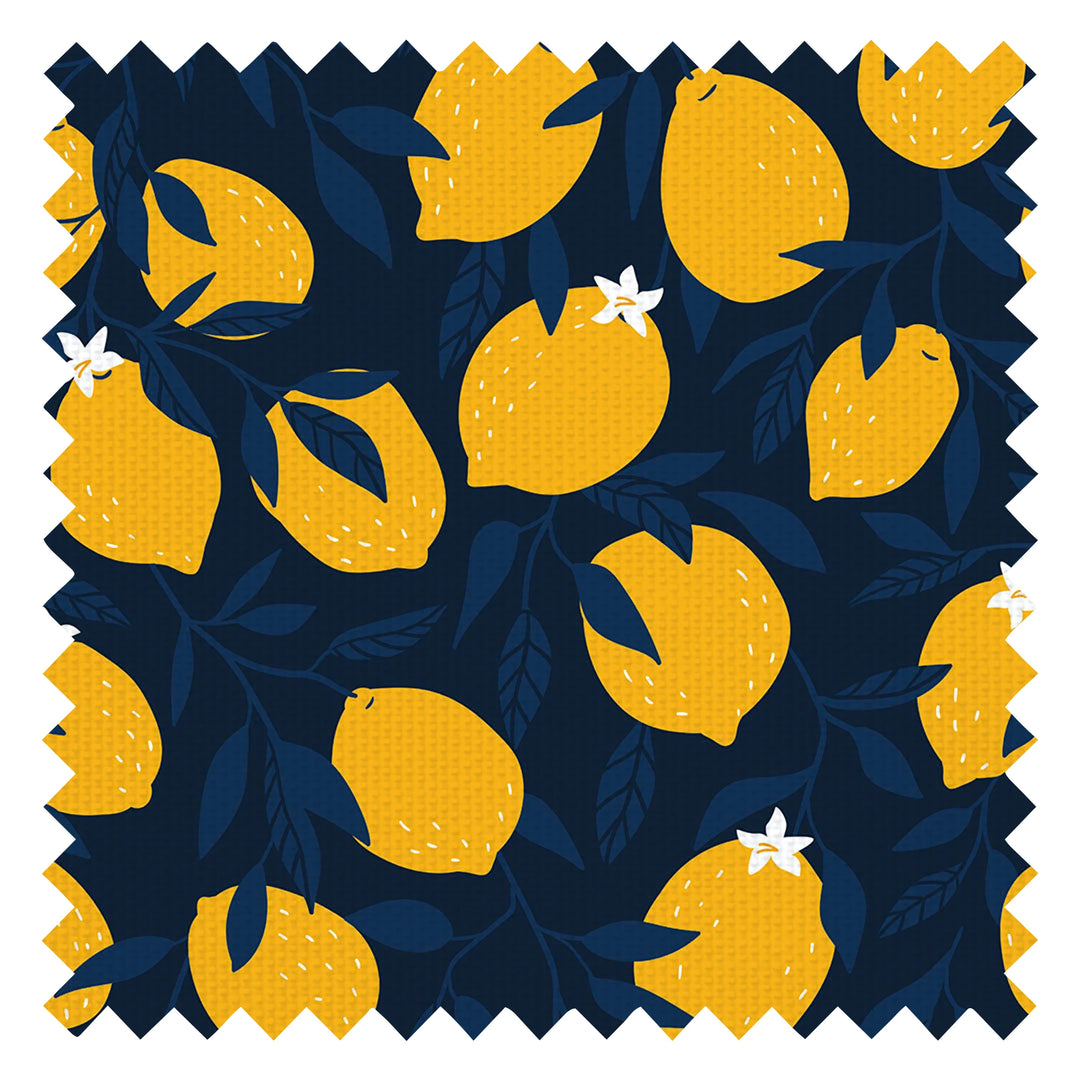 Freshly Squeezed Fabric in Midnight Blue and Lemon Yellow