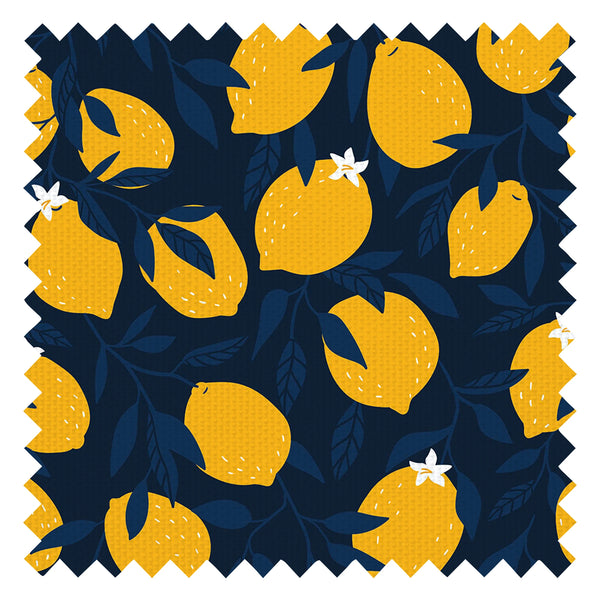 Freshly Squeezed Fabric in Midnight Blue and Lemon Yellow