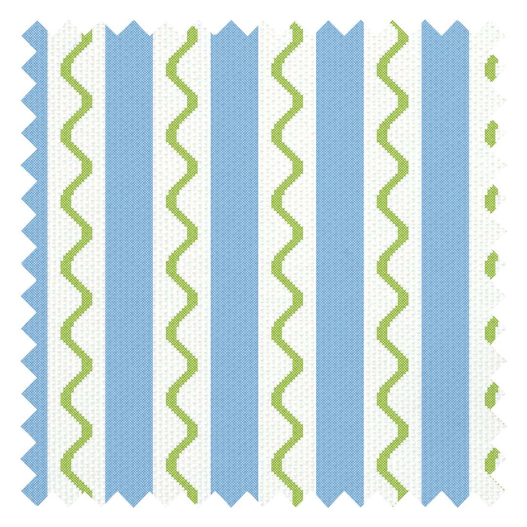 Straight & Wiggle Stitch Fabric in Blueberry and Lime Green