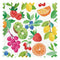 Fruit Medley Fabric in Multicoloured on Double Cream