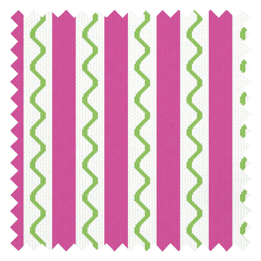 Straight & Wiggle Stitch Fabric in Candy Pink and Lime Green