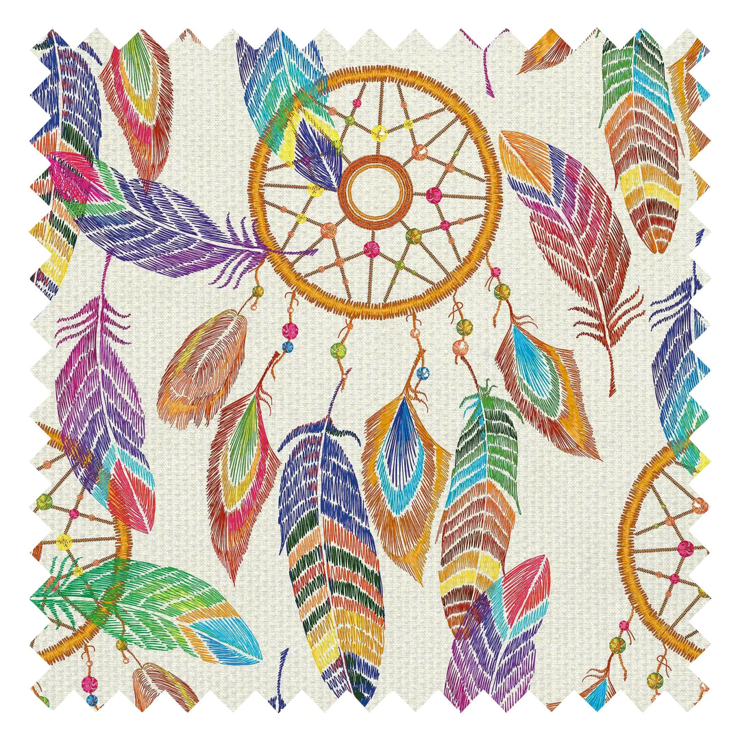 Dreamcatcher Fabric in Multicoloured on Cream