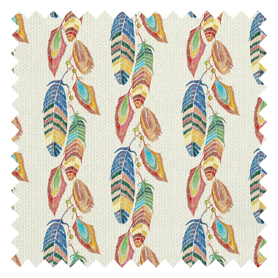 Soft Ladder Fabric in Multicoloured on Cream