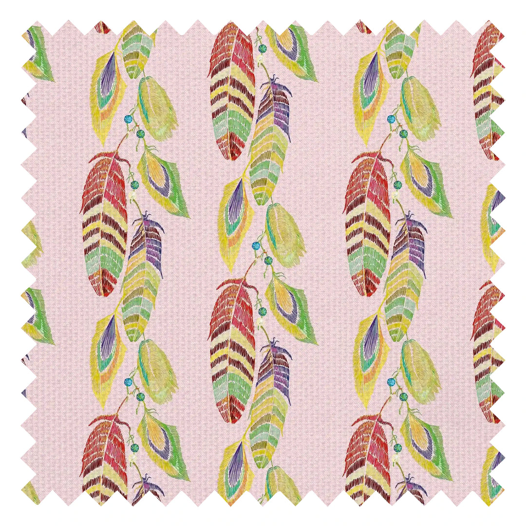 Soft Ladder Fabric in Multicoloured on Sweet Pink