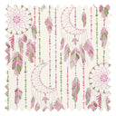 Spirit Halo Fabric in Greens and Raspberry on Cream