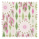 Boho Hoop Fabric in Greens and Raspberry on Cream