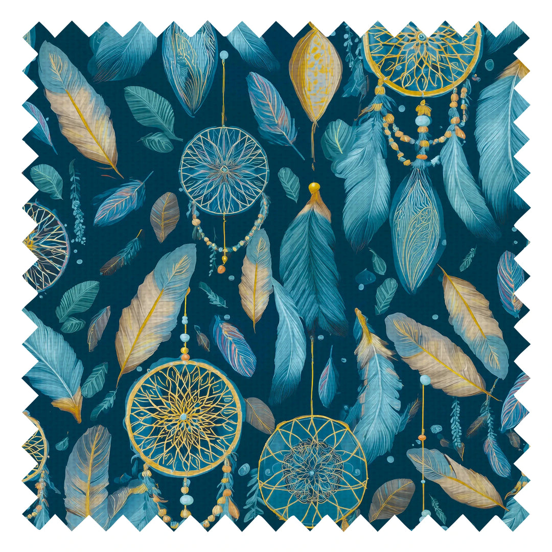 Midnight Dreams Fabric in Midnight Navy and Yellow