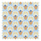 Woodcut Boho Fabric in White and Yellow on Sky Blue