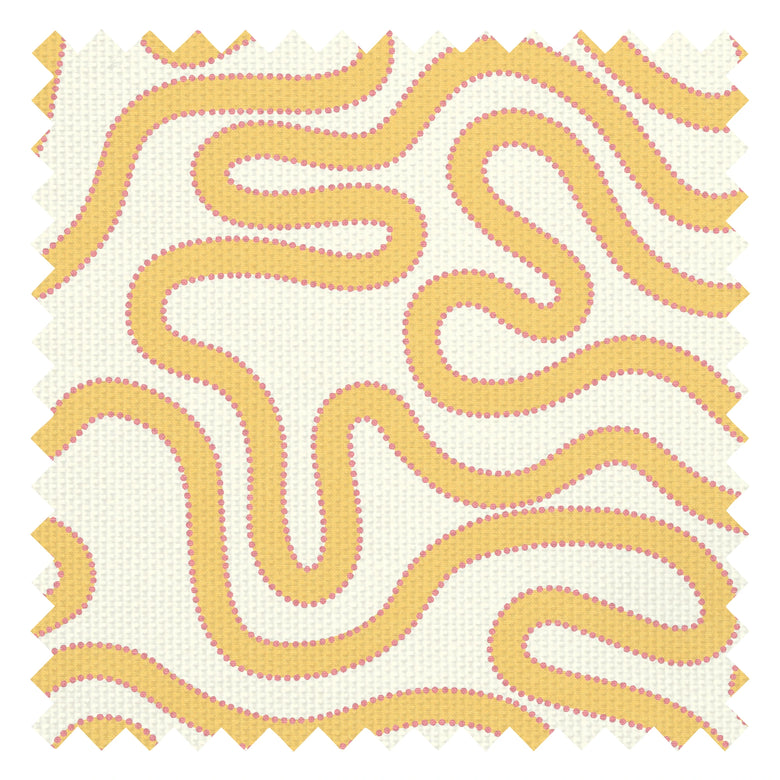 Dotty as a Squiggle Fabric in Yellow and Pink