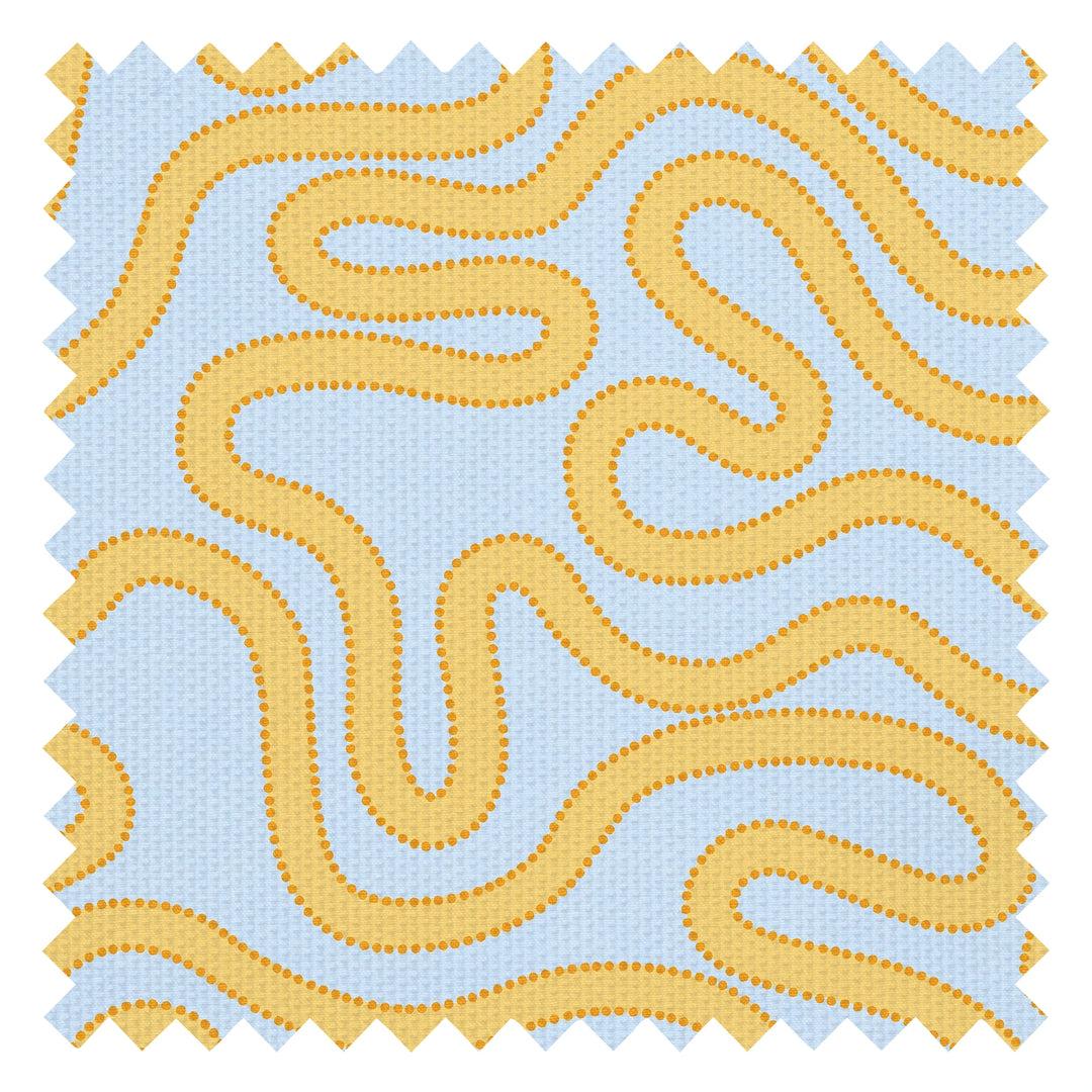 Dotty as a Squiggle Fabric in Sky Blue and Yellow