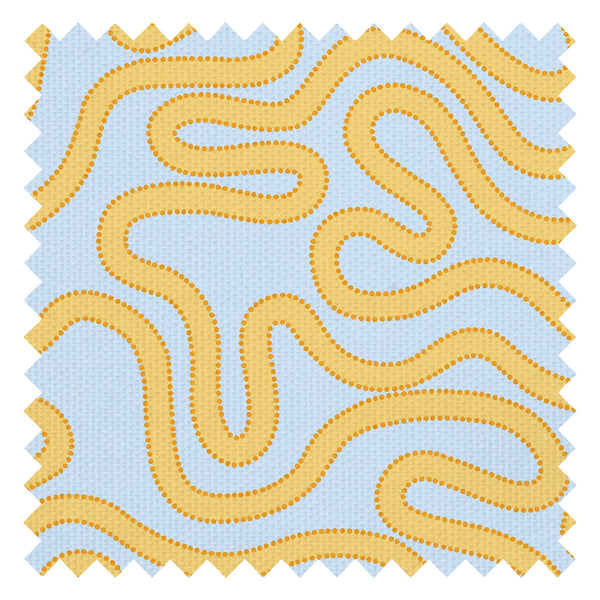 Dotty as a Squiggle Fabric in Sky Blue and Yellow