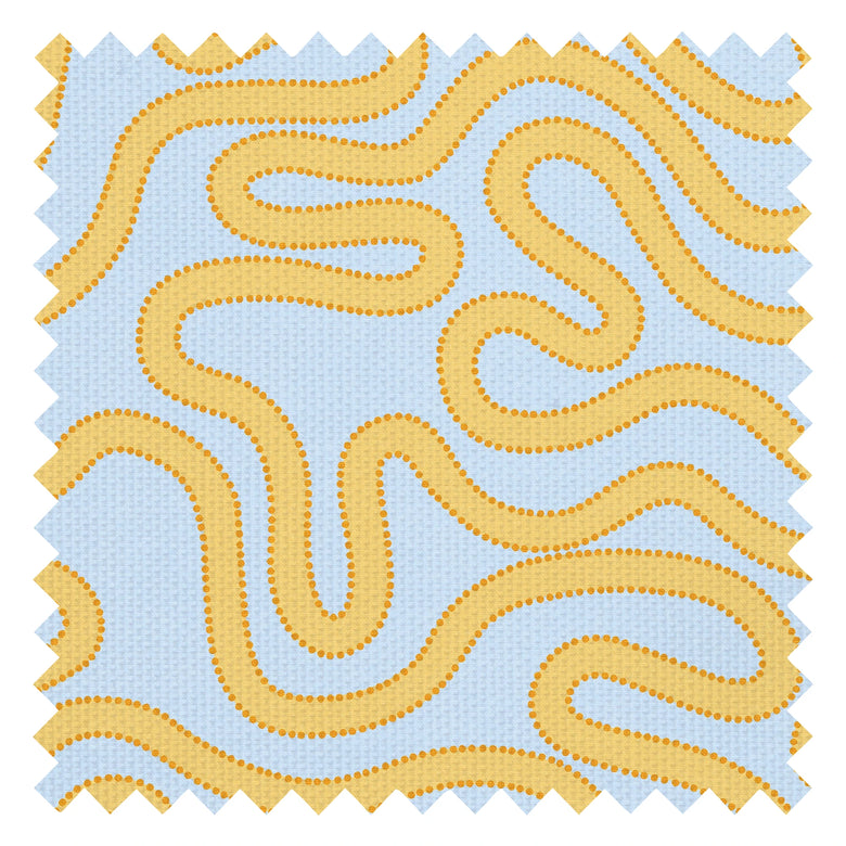 Dotty as a Squiggle Fabric in Sky Blue and Yellow