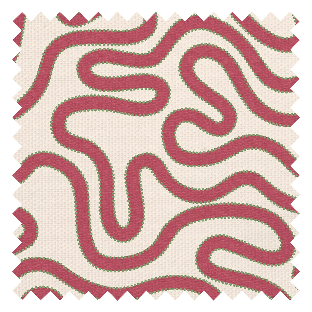 Dotty as a Squiggle Fabric in Rich Red and Green