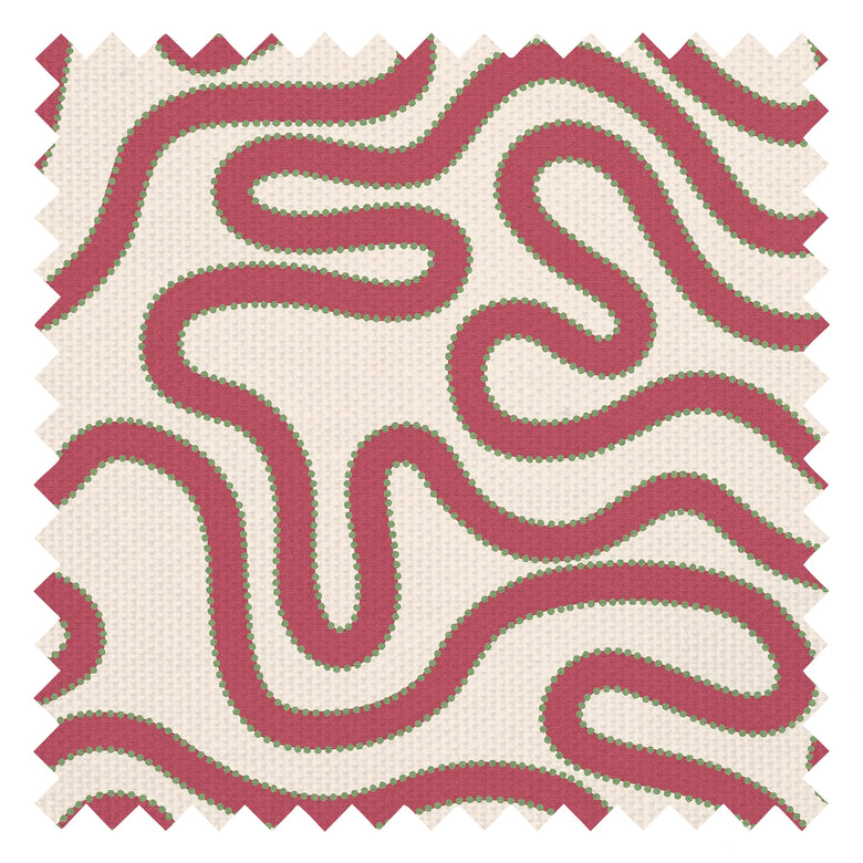 Dotty as a Squiggle Fabric in Rich Red and Green