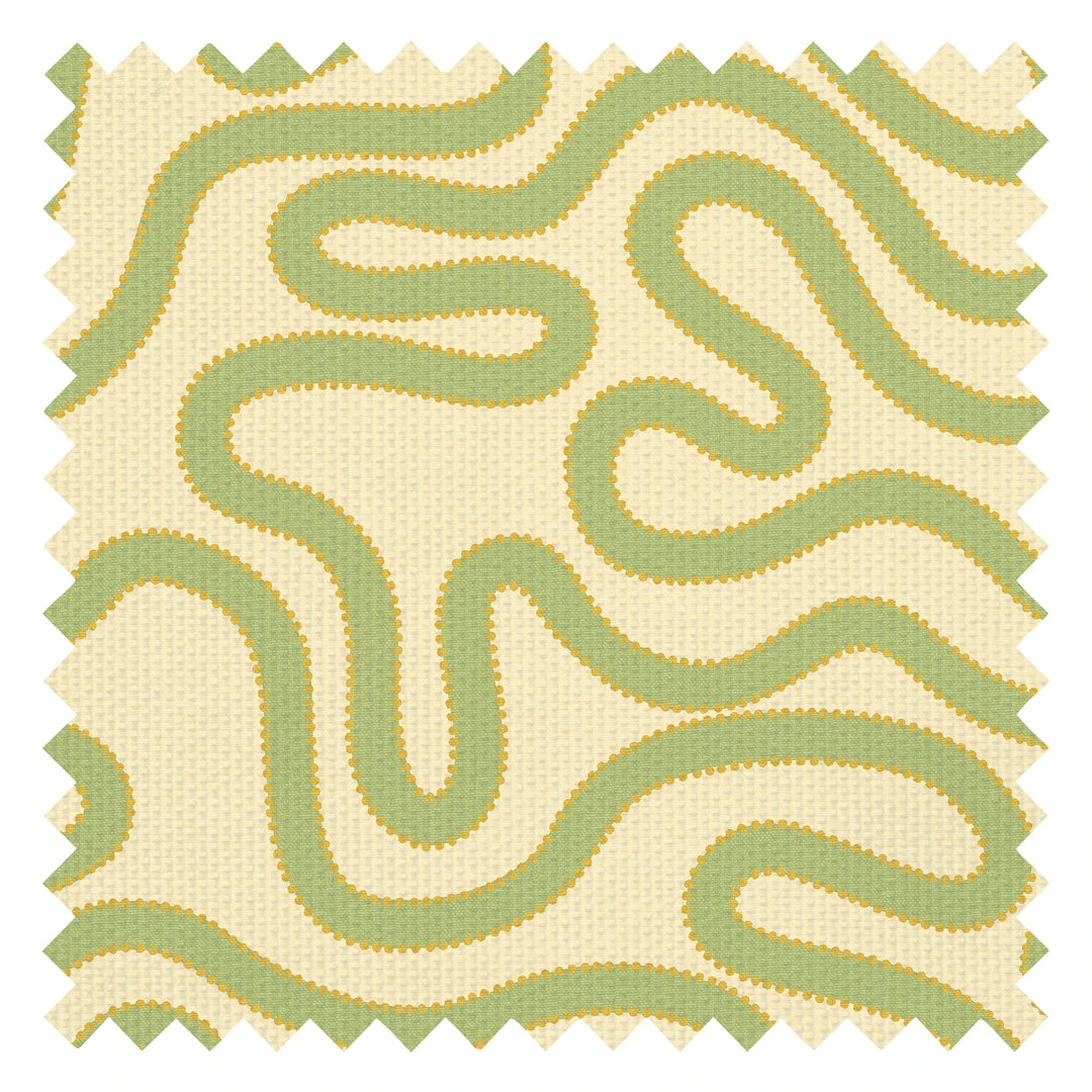 Dotty as a Squiggle Fabric in Green and Yellow
