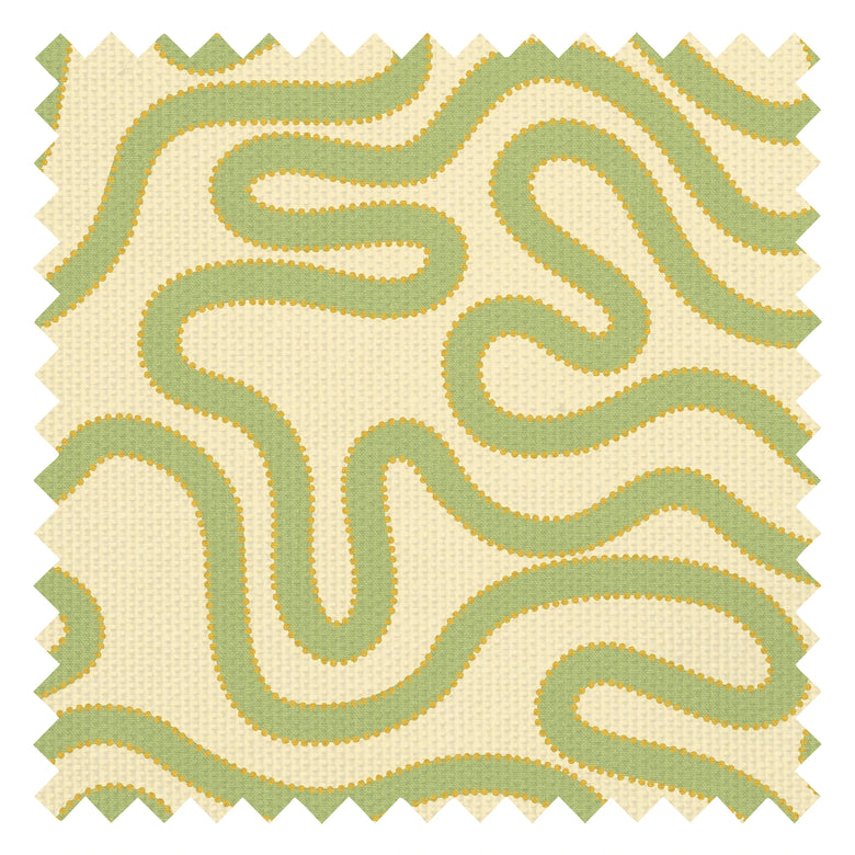 Dotty as a Squiggle Fabric in Green and Yellow