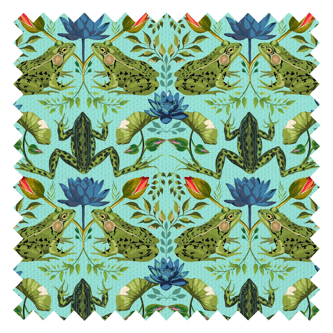 Toadally Beautiful Fabric in Mottled Green and Blue on Turquoise