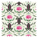 A Prince amongst the Flora Fabric in Mottled Green and Hot Pink on Cream