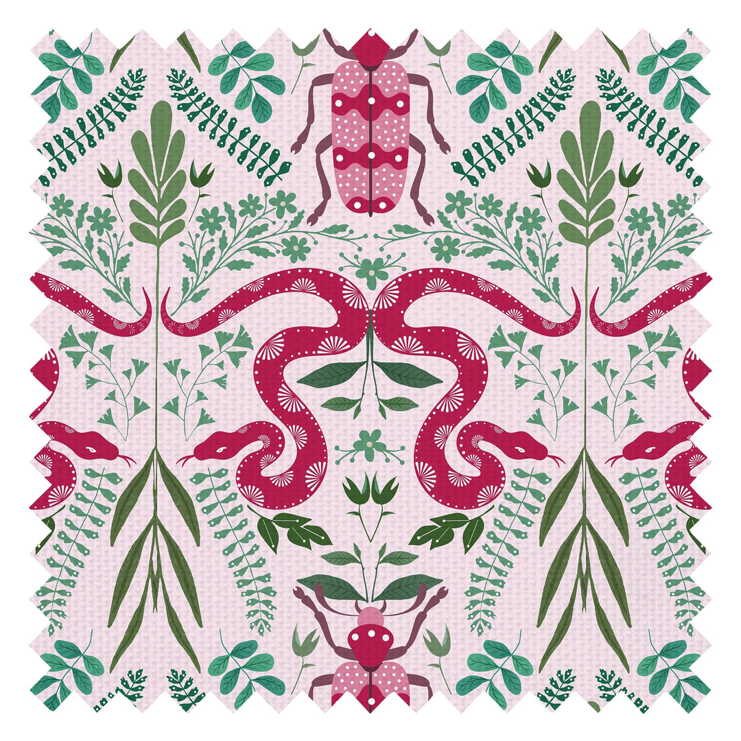 Forest Floor Fabric in Hot Pink on Sweet Pink