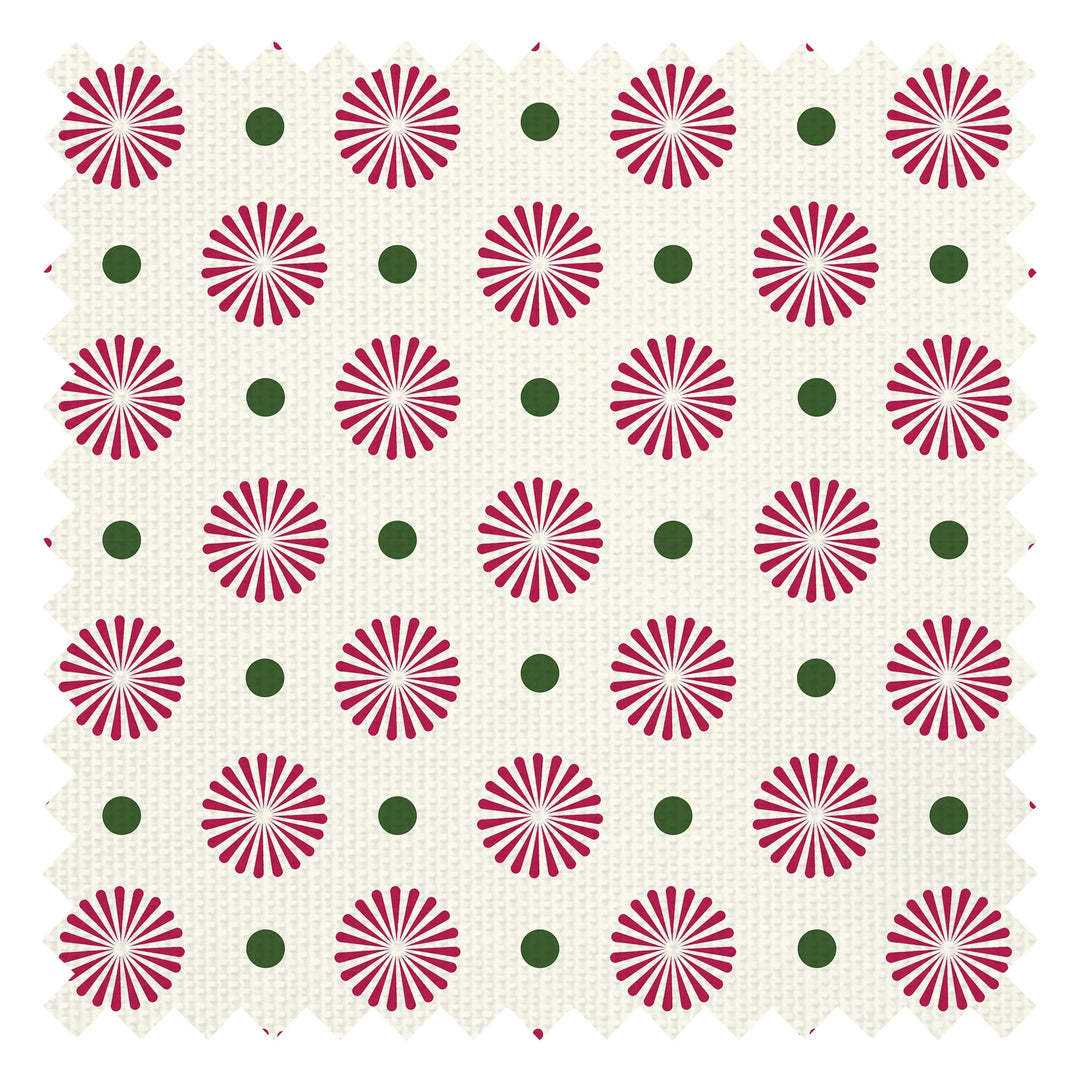 Forest Flora Fabric in Hot Pink on Vintage Cream