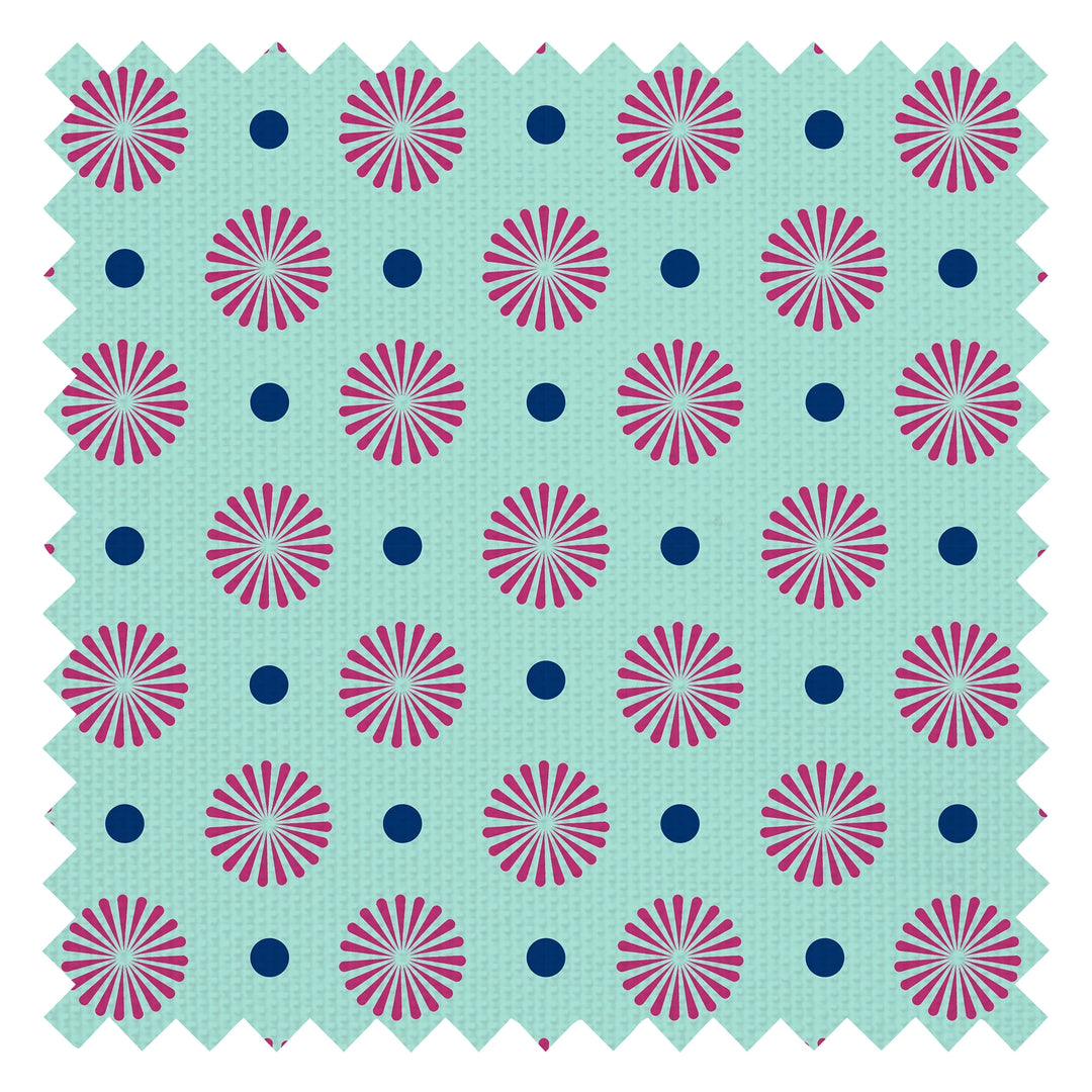 Forest Flora Fabric in Hot Pink on Turquoise