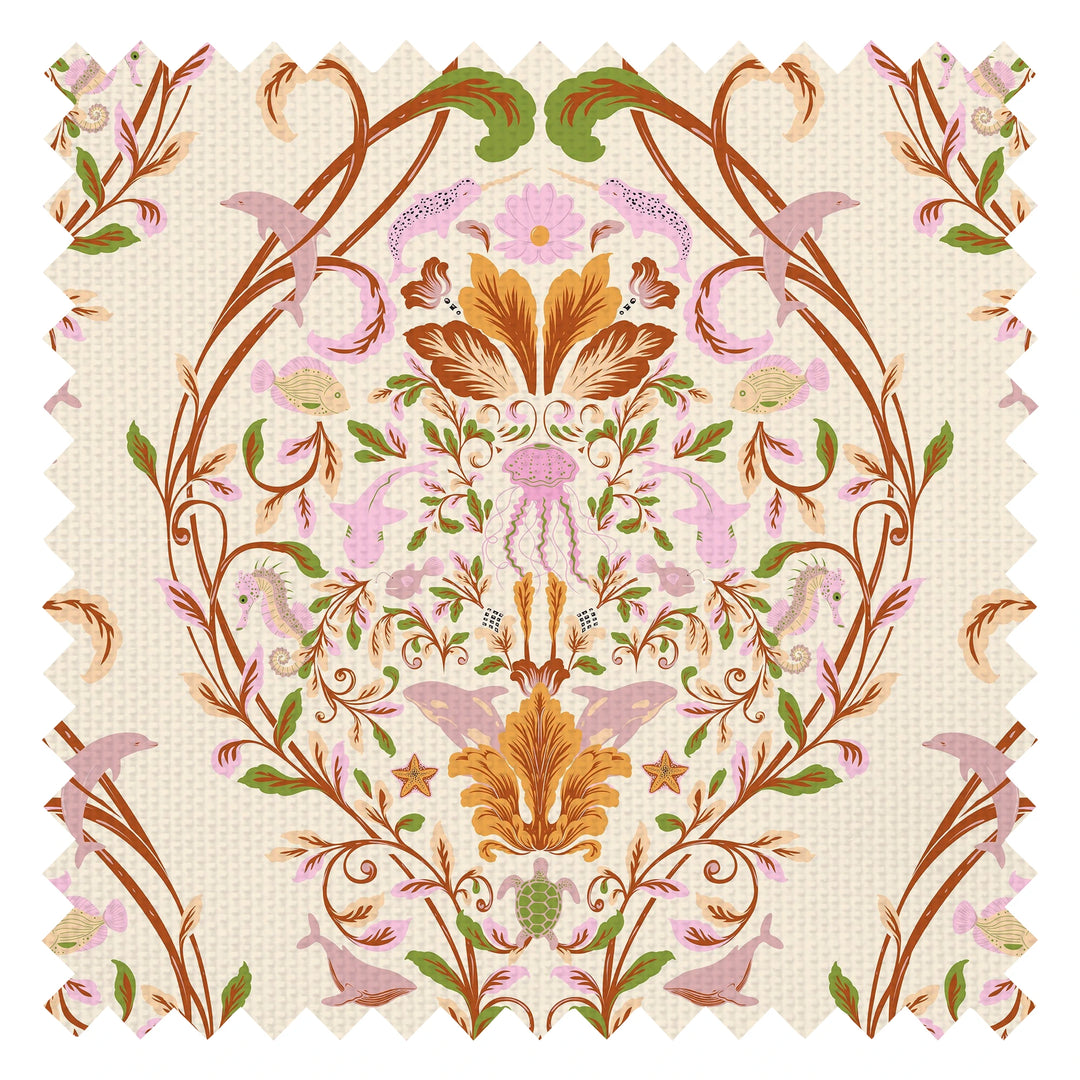 Fantastical Ocean Fabric in Blush on The Cat that Licked the Cream