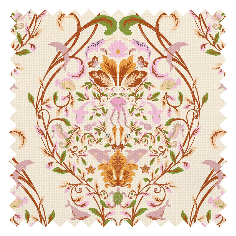 Fantastical Ocean Fabric in Blush on The Cat that Licked the Cream