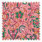 Botanical Boho Fabric in Green and Yellow on Pink