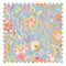 Botanical Boho Fabric in Pink and Yellow on Blue
