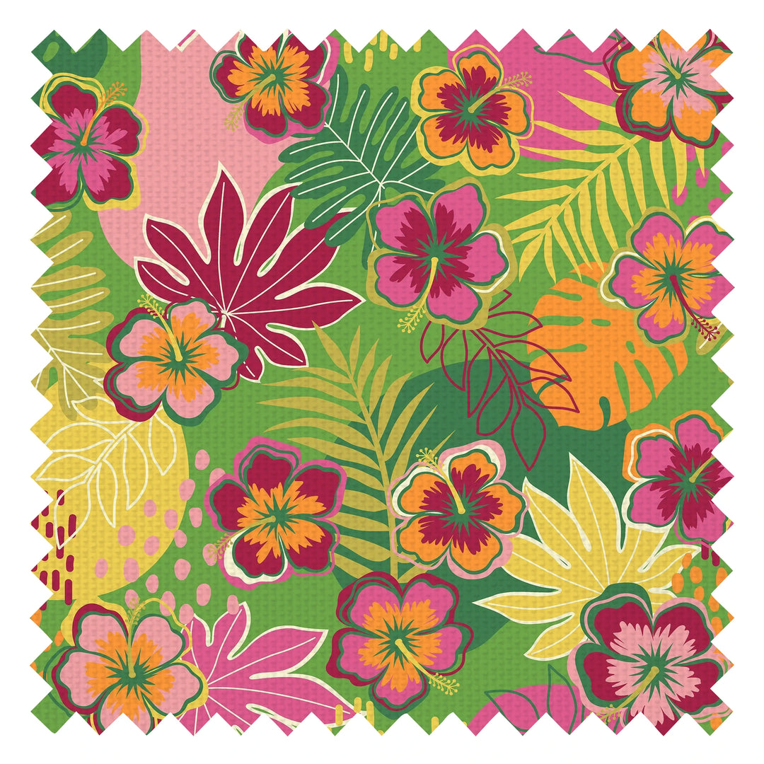 Tropical Treat Fabric in Green, Pinks and Yellow