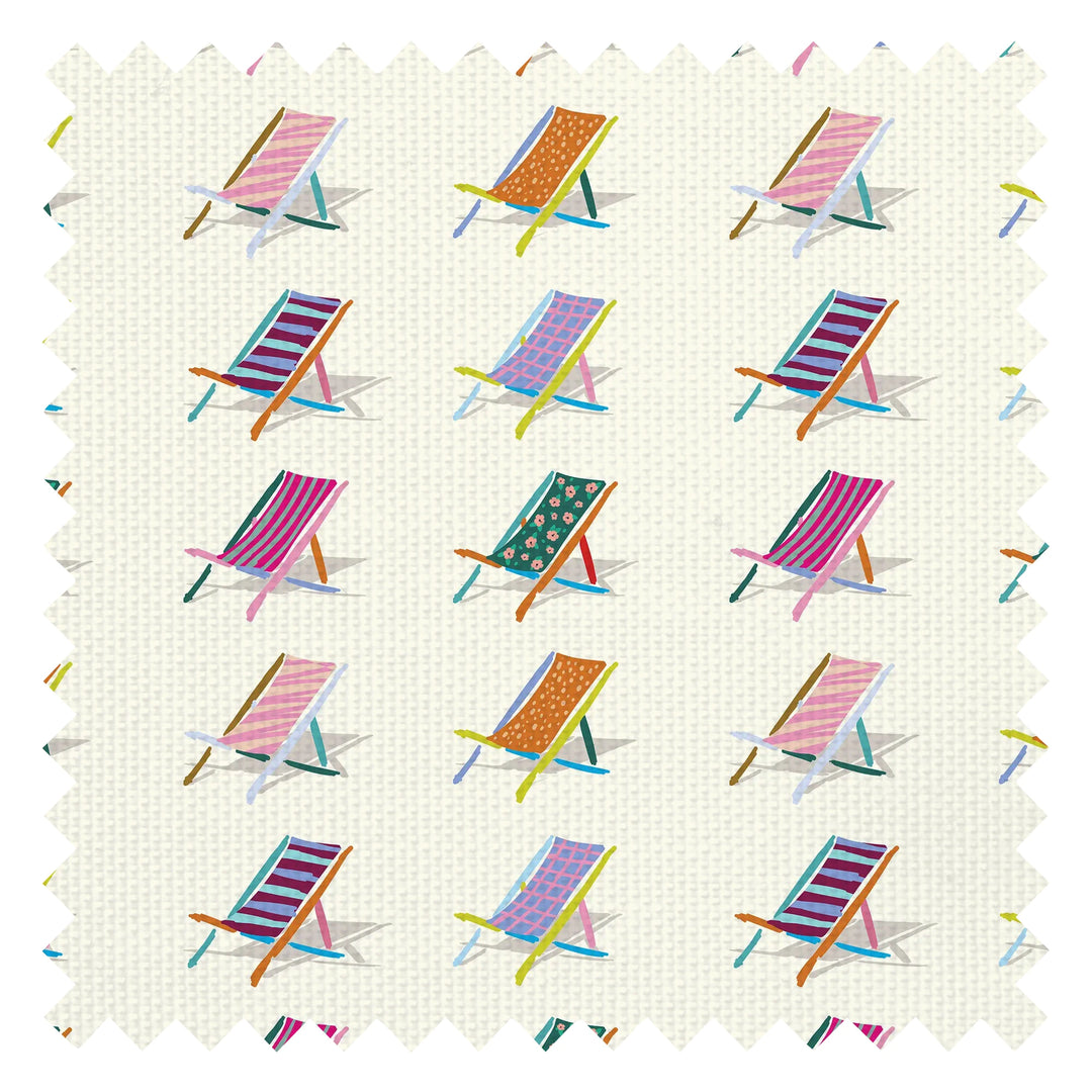Deckchair Delight Fabric in Multicoloured on Ice Cream