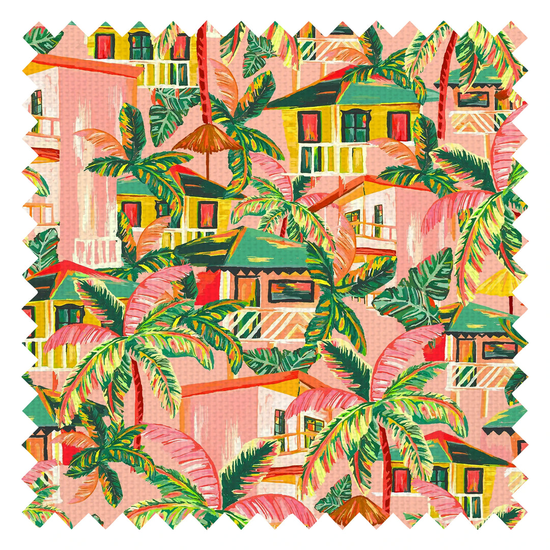Caribbean Getaway Fabric in Sunset Pink