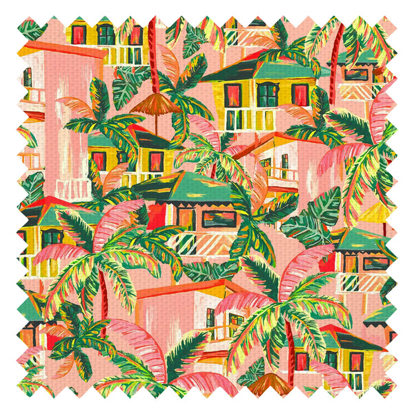 Caribbean Getaway Fabric in Sunset Pink