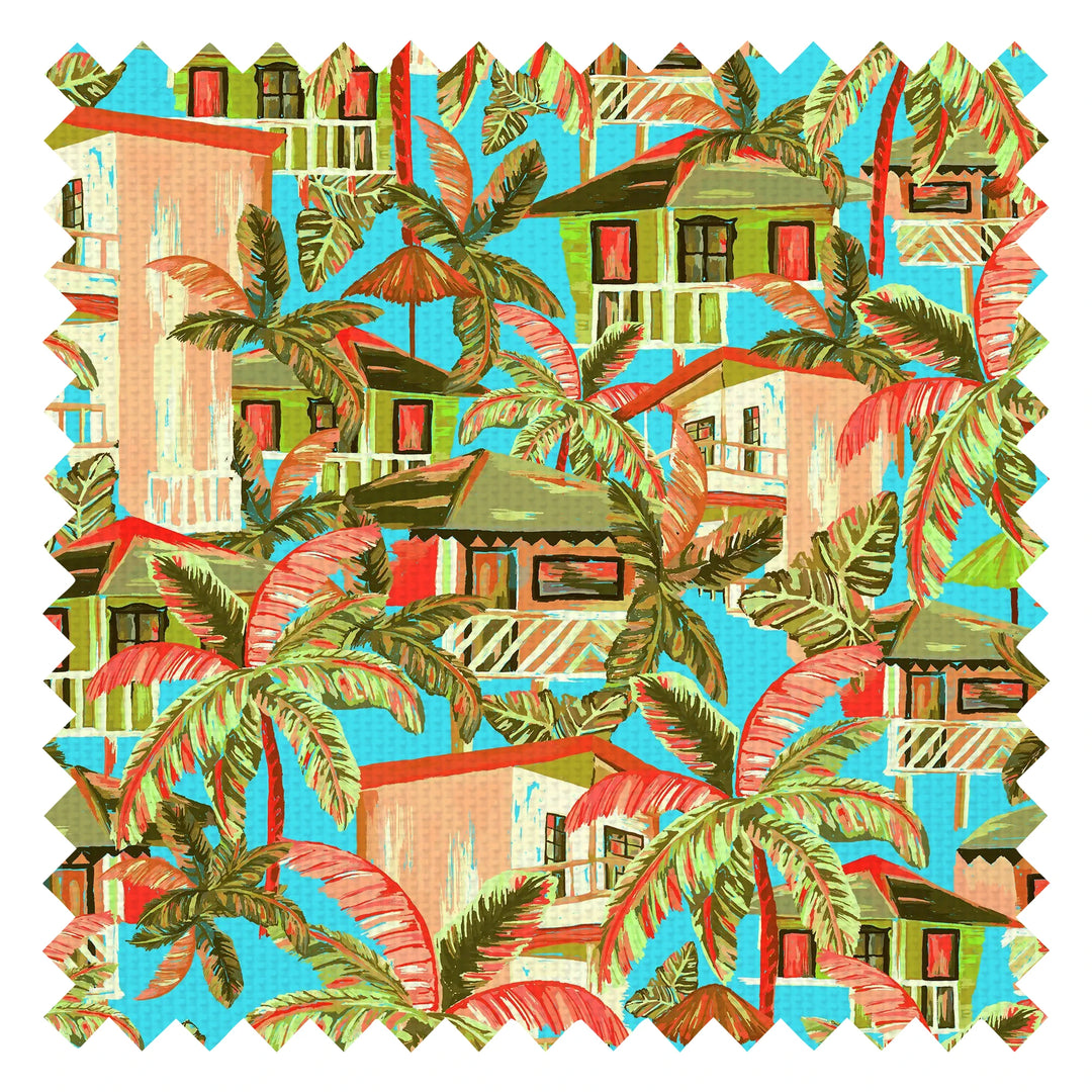 Caribbean Getaway Fabric in Ocean Turquoise