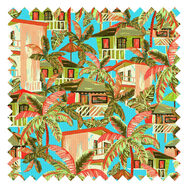 Caribbean Getaway Fabric in Ocean Turquoise