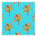 Caribbean Palms Fabric in Ocean Turquoise
