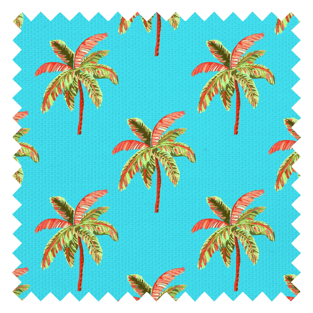 Caribbean Palms Fabric in Ocean Turquoise