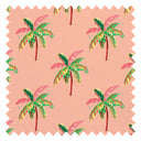 Caribbean Palms Fabric in Sunset Pink
