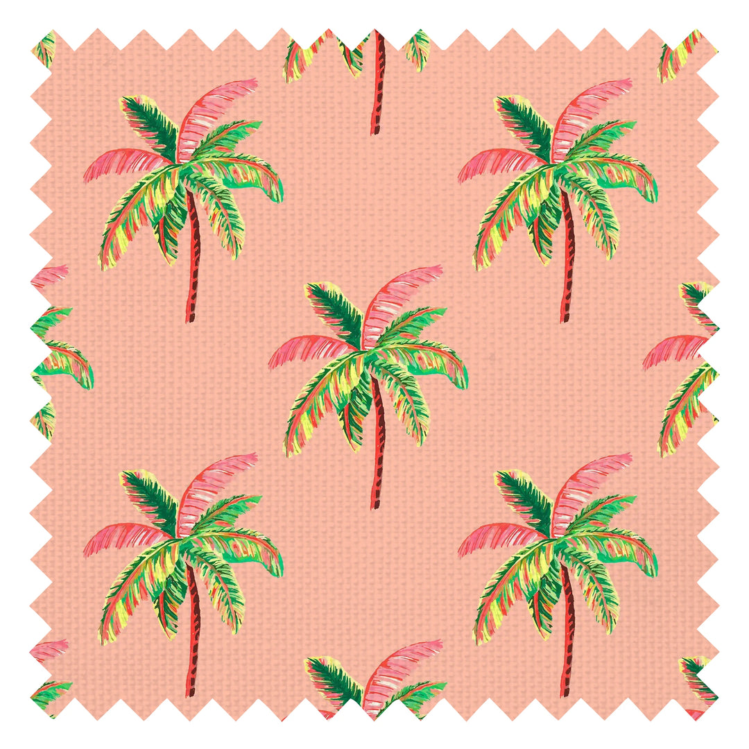 Caribbean Palms Fabric in Sunset Pink