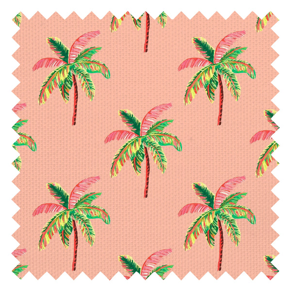 Caribbean Palms Fabric in Sunset Pink