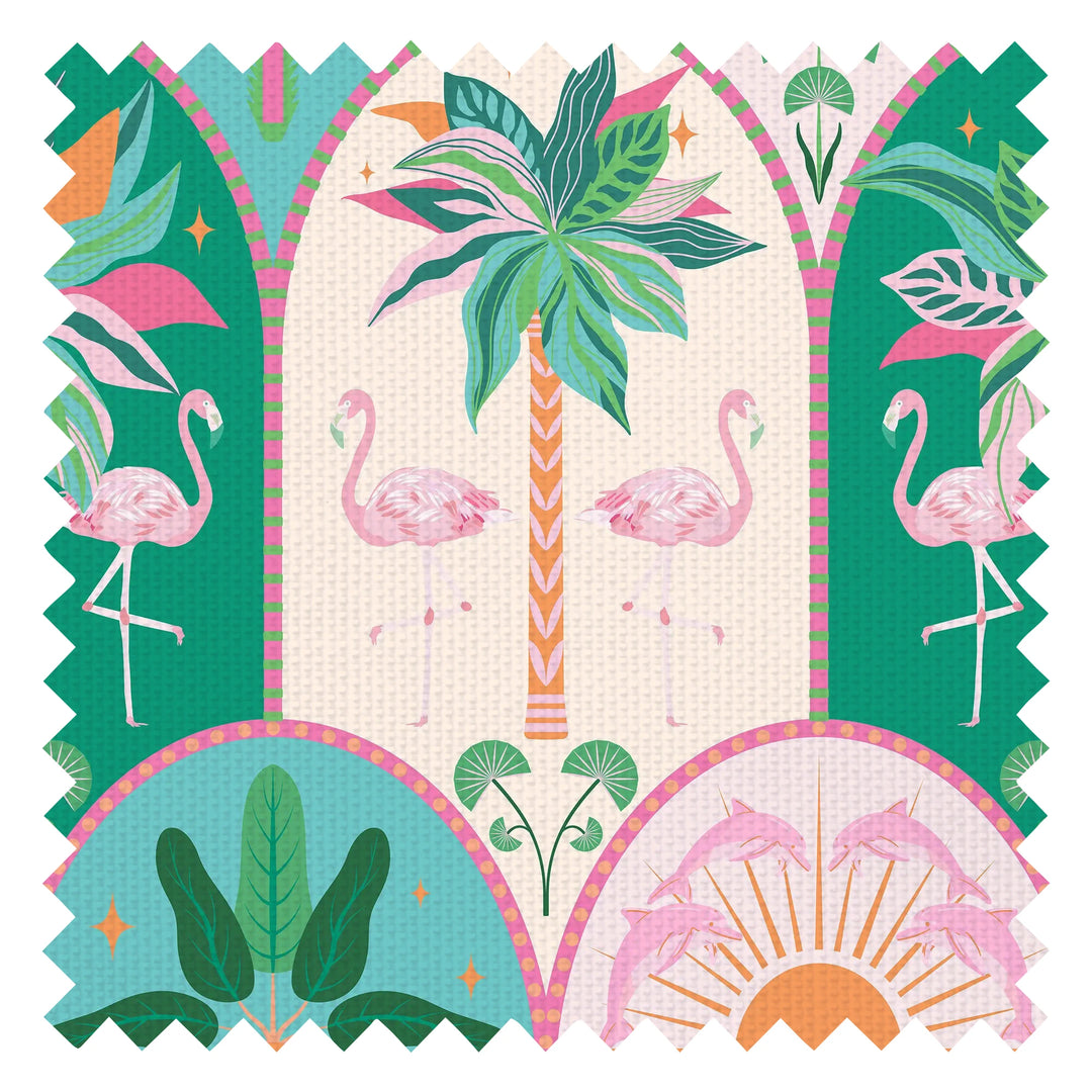 Flamazing Flamingo Fabric in Pinks, Greens and Orange