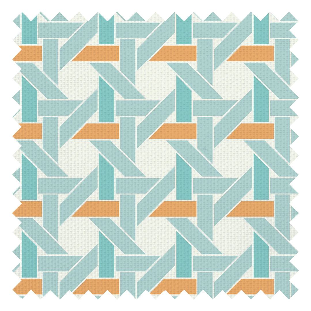 Rattan Resort Fabric in Turquoise and Orange