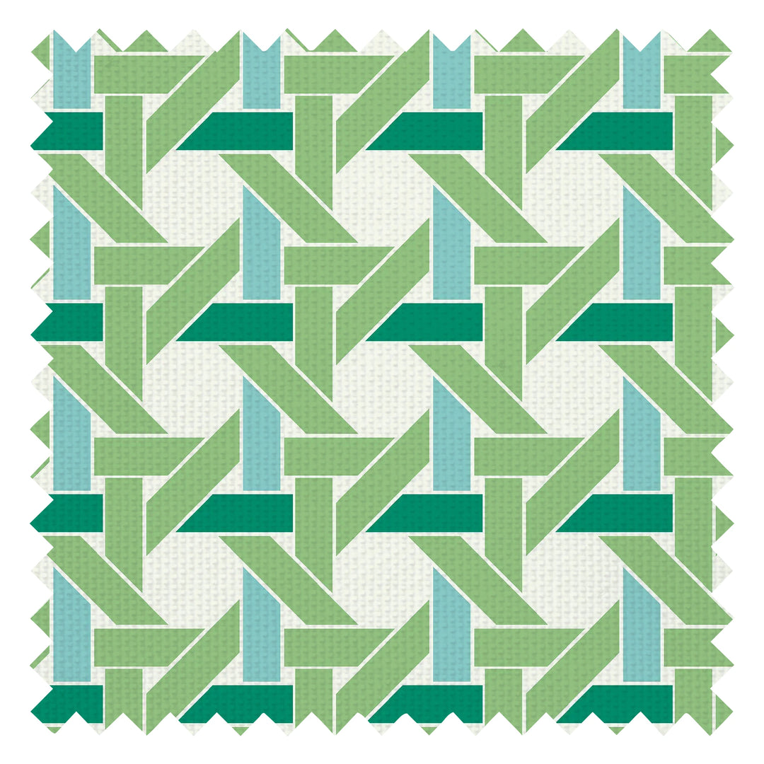 Rattan Resort Fabric in Green and Turquoise