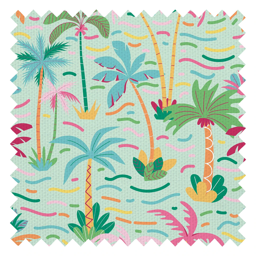 Palm Mirage Fabric in Brights on Mint