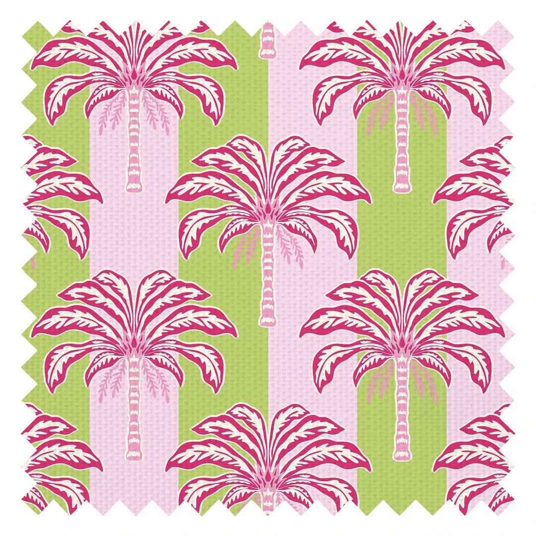 The Palms and Stripes Fabric in Pink and Lime