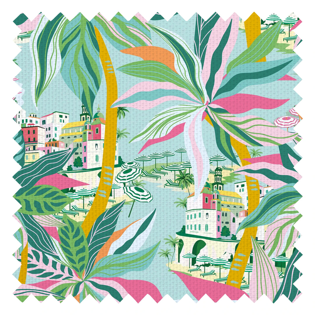 Secret Hideaway Fabric in Orange and Pinks on Mint