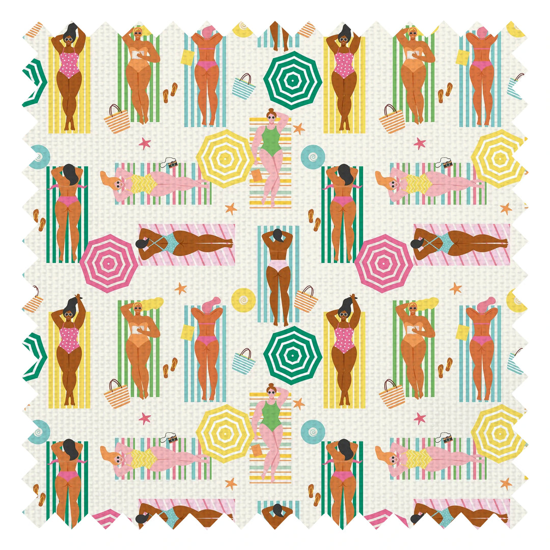 Sunbathing Bliss Fabric in Brights on Ice Cream