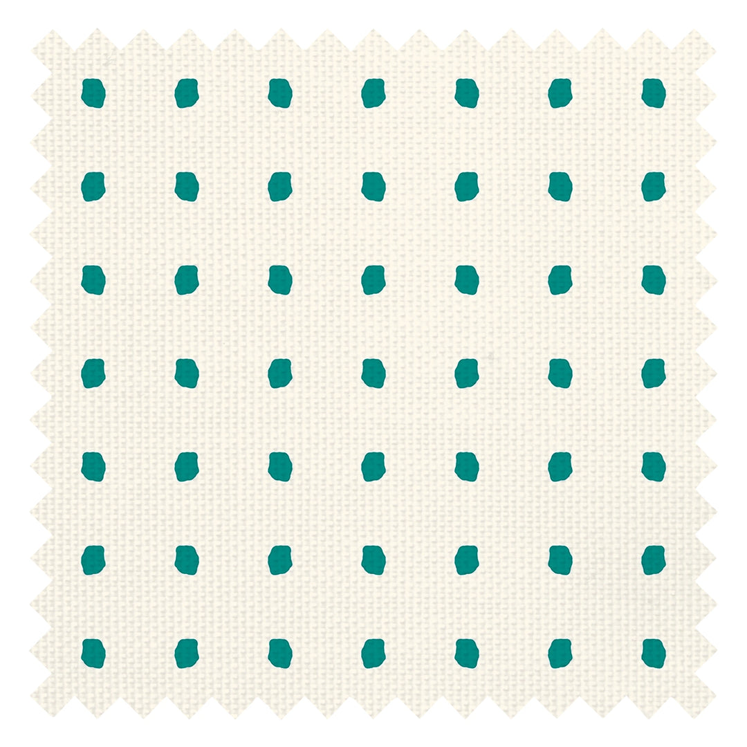 Utterly Dotty Fabric in Double Cream & Teal