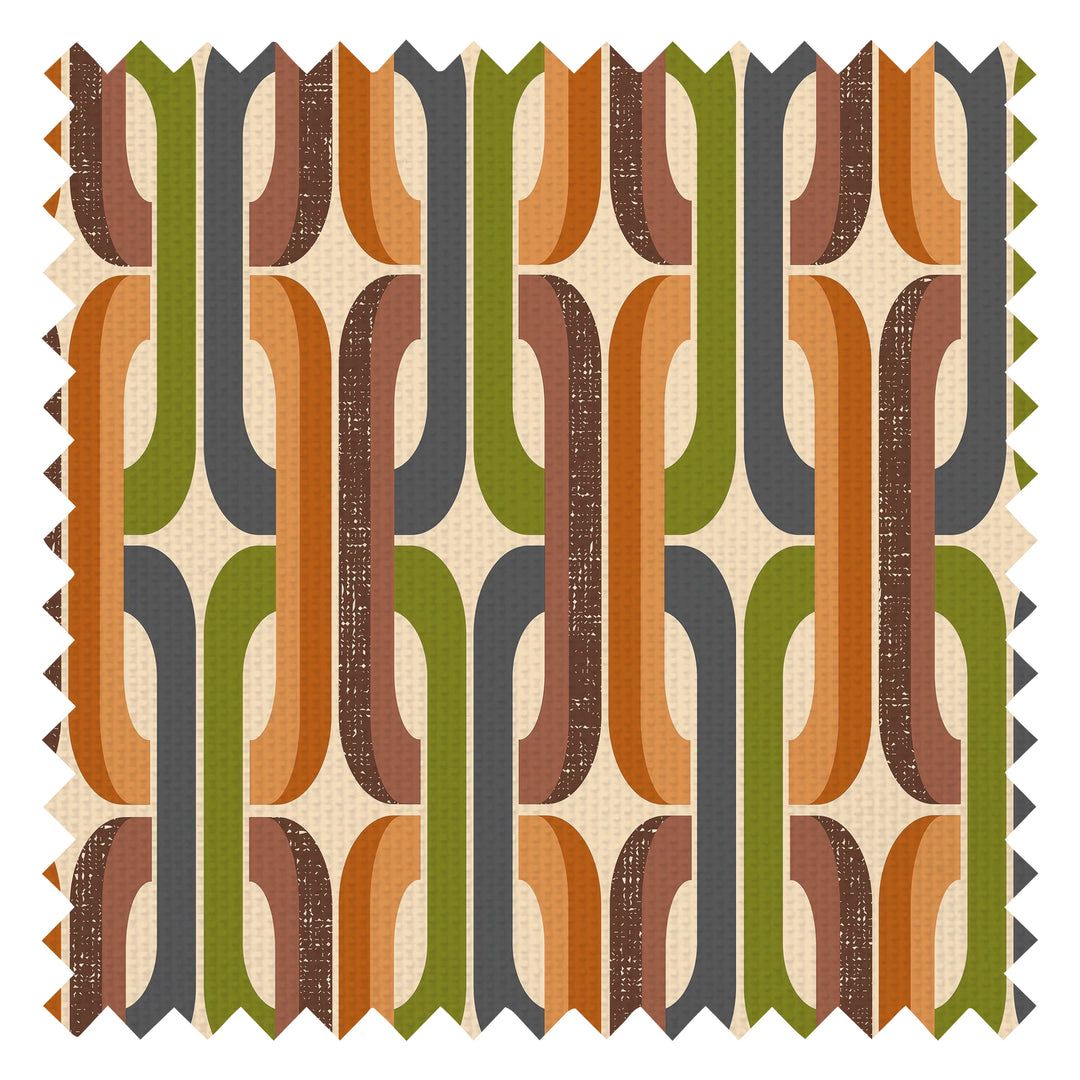 Retro Links Fabric in Orange and Avocado